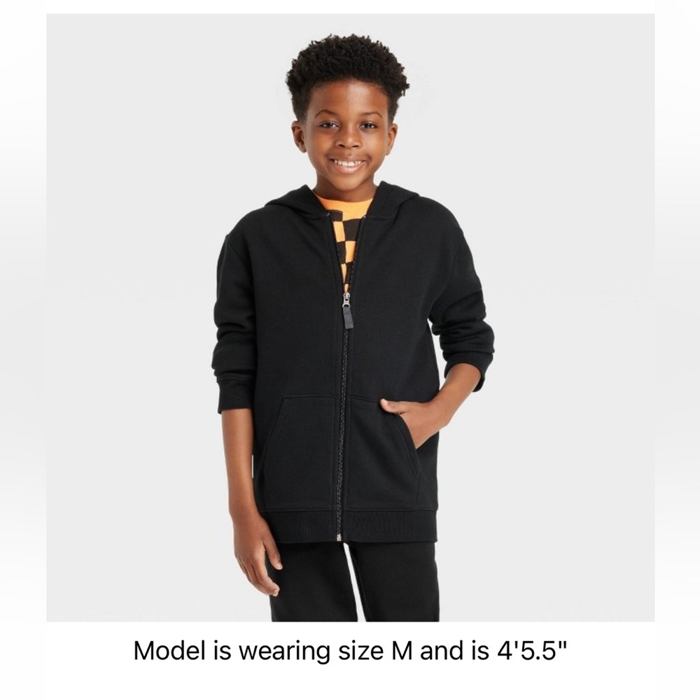 NWT Cat & Jack Toddler Boys size XS 4/5 black fleece zip up jacket & striped top - Picture 8 of 10